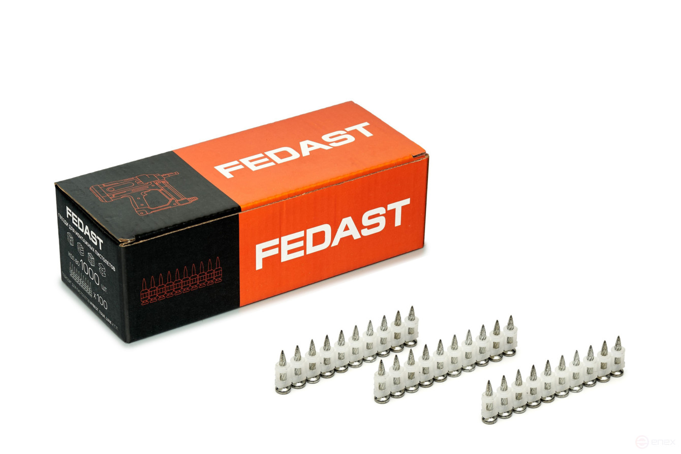 Гвозди для металла и непрочного бетона тип CN (2,7*19 мм, винтовые, 1000 шт/уп) FEDAST