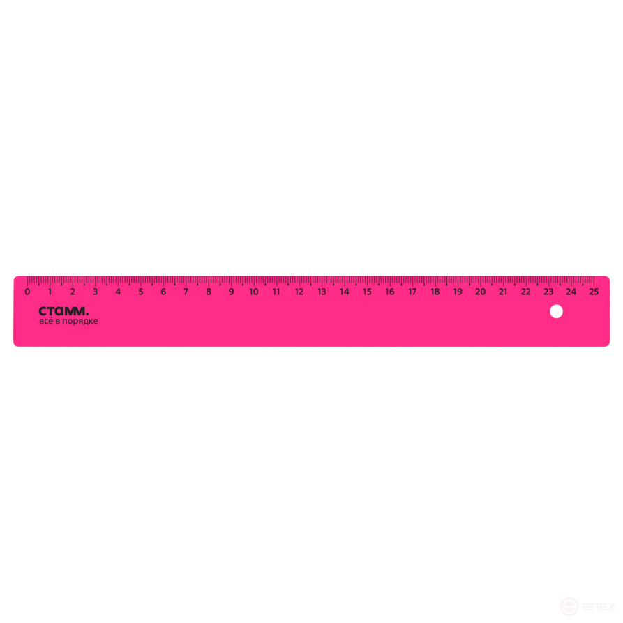 Линейка 25см СТАММ, пластиковая, непрозрачная, неоновые цвета, ассорти