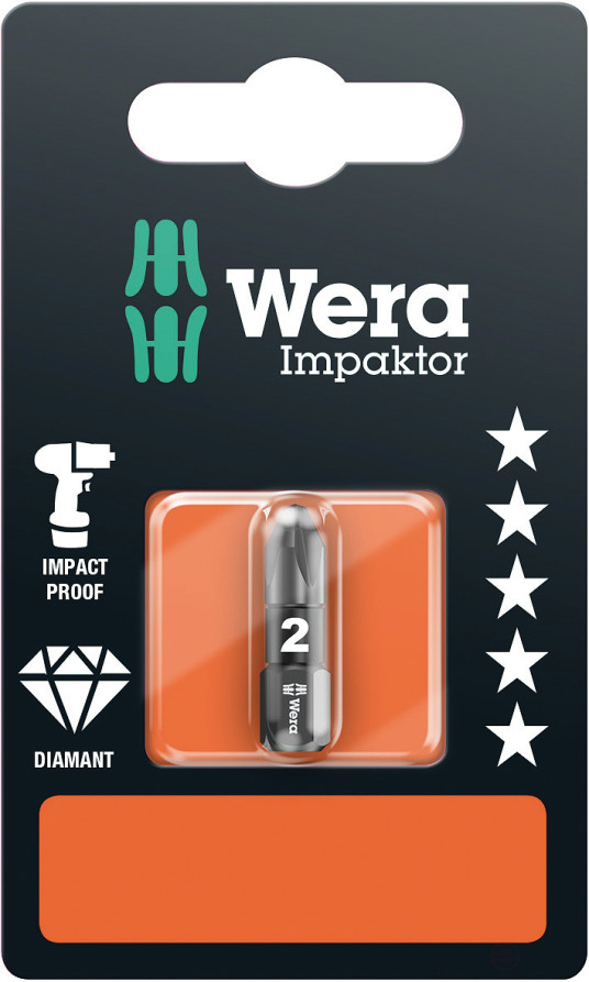 855/1 IMP DC Impaktor PZ SB бита ударная, алмазное покрытие, хвостовик 1/4" C 6.3, PZ 2 x 25 мм, с держателем-еврослот