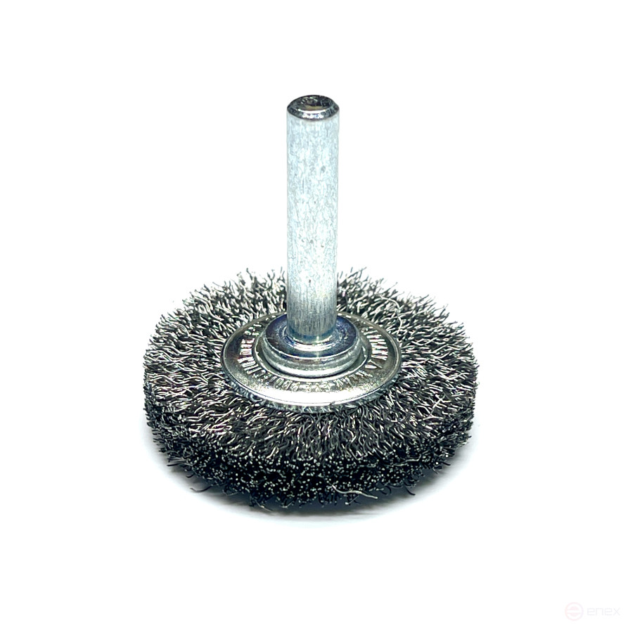 Cylindrical corrugated brush, D40*12 mm, shank 6 mm, steel corrugated wire STA 0.30 mm