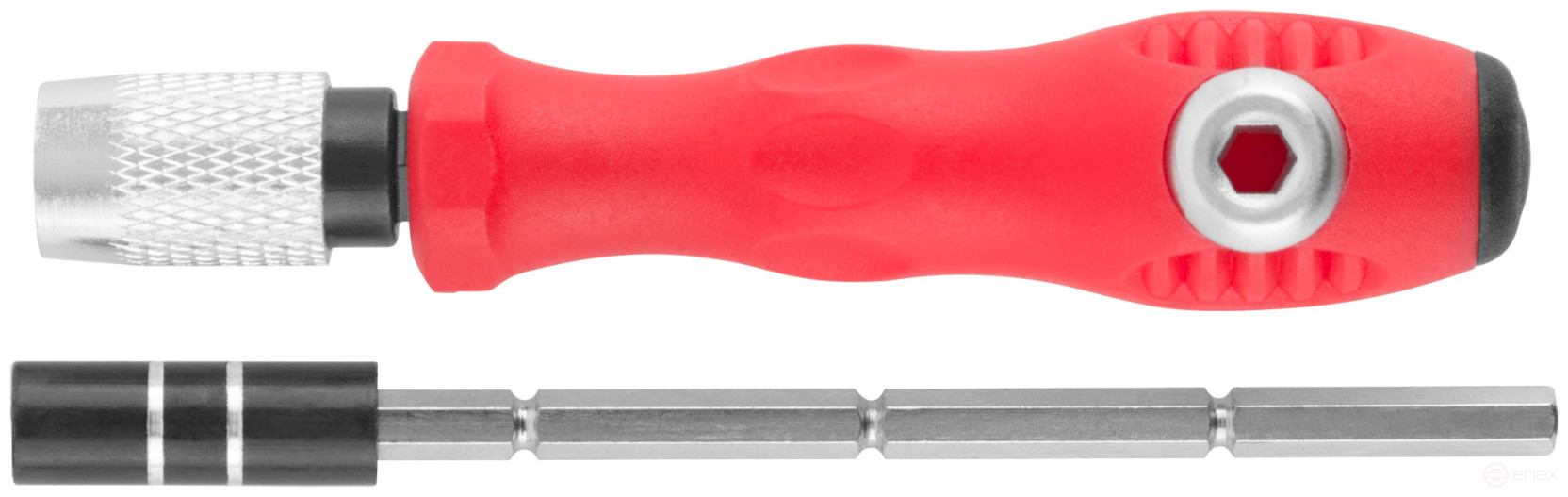 Screwdriver with bits for precision work, 30 bits, extension cord, in a plastic box