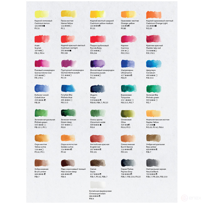 Акварель художественная Гамма "Старый Мастер", 36цв.*2,6мл, кюветы, картон