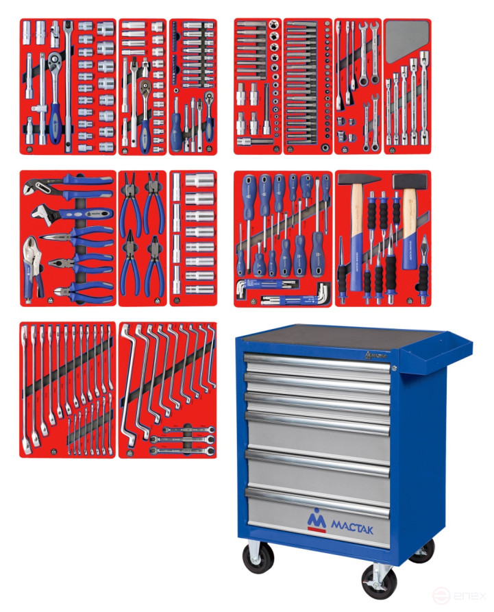 Set of tools "LEADER" in a blue cart, 270 items MASTER 52-06270B