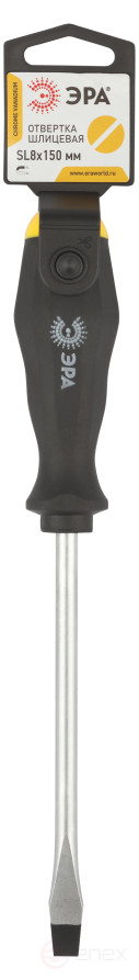 150SL8 Отвертка ЭРА SL 8х150 мм шлицевая двухкомпонентная рукоятка