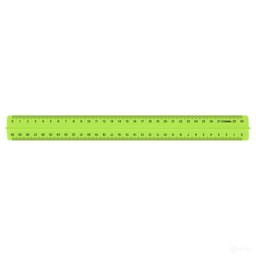 Линейка 30см СТАММ, пластиковая, с держателем, прозрачная, неоновые цвета, ассорти