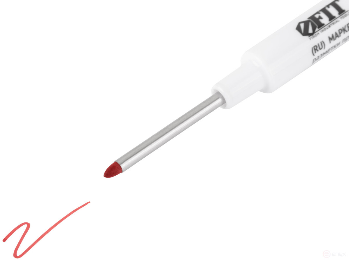 Маркер строительный перманентный, тонкий, удлиненное перо, красный