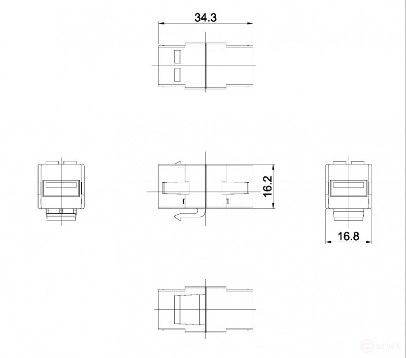 KJ1-USB-A2-BK Вставка формата Keystone Jack с проходным адаптером USB 2.0 (Type A), ROHS, черная