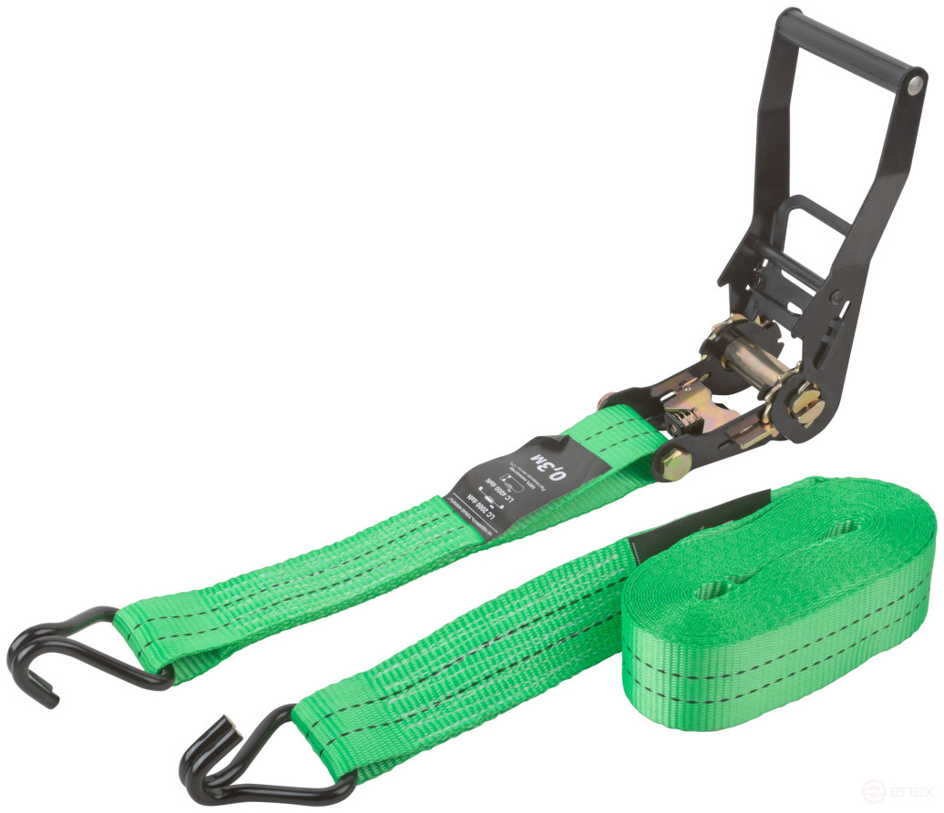 Load fastening strap, ratchet mechanism 230 mm, polyester tape 50 mm x 8 m, 2000 / 4000 kg