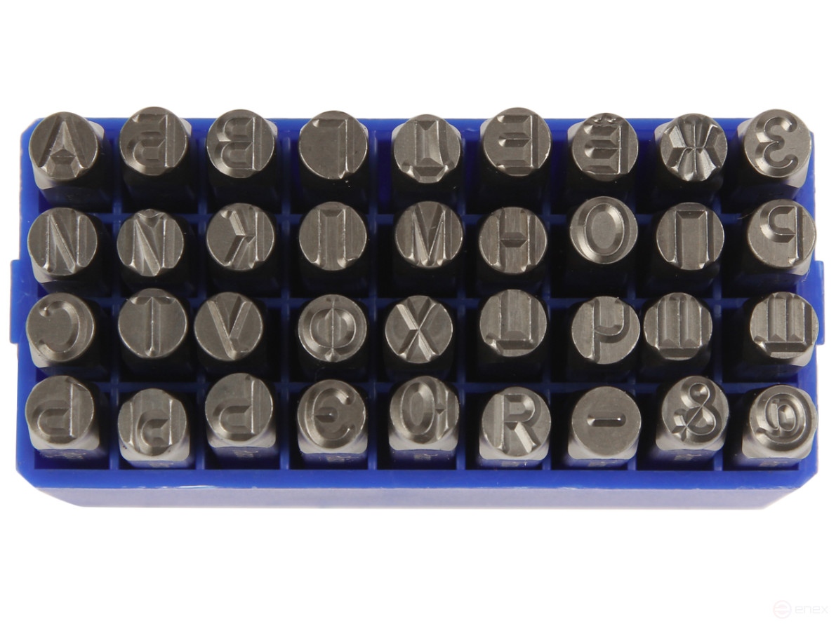 The stamps are letter Cyrillic letters of 6mm (HRC 60+-2 degrees. DIN 1451) JTC