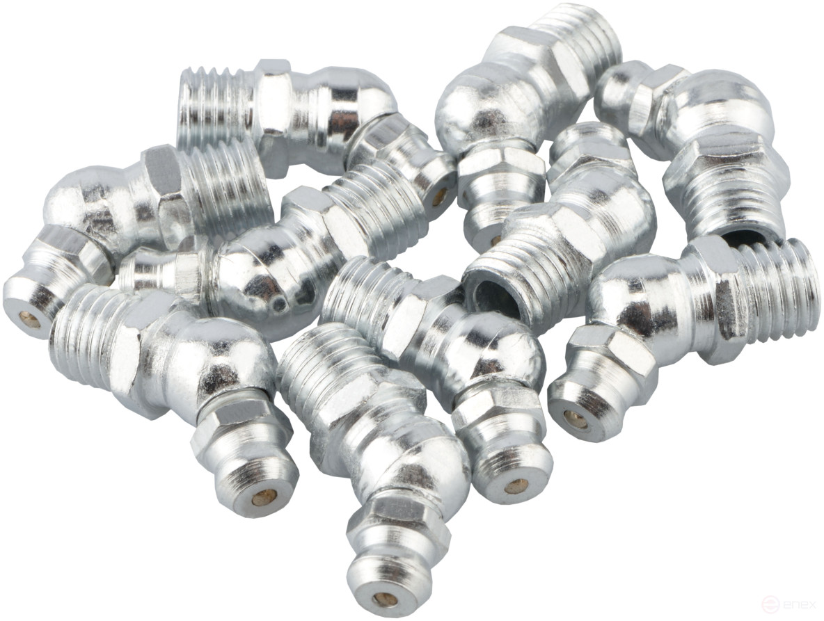 Пресс-маслёнка M8х1 угловая (10 шт)(Н3, 45°) АвтоDело 42178