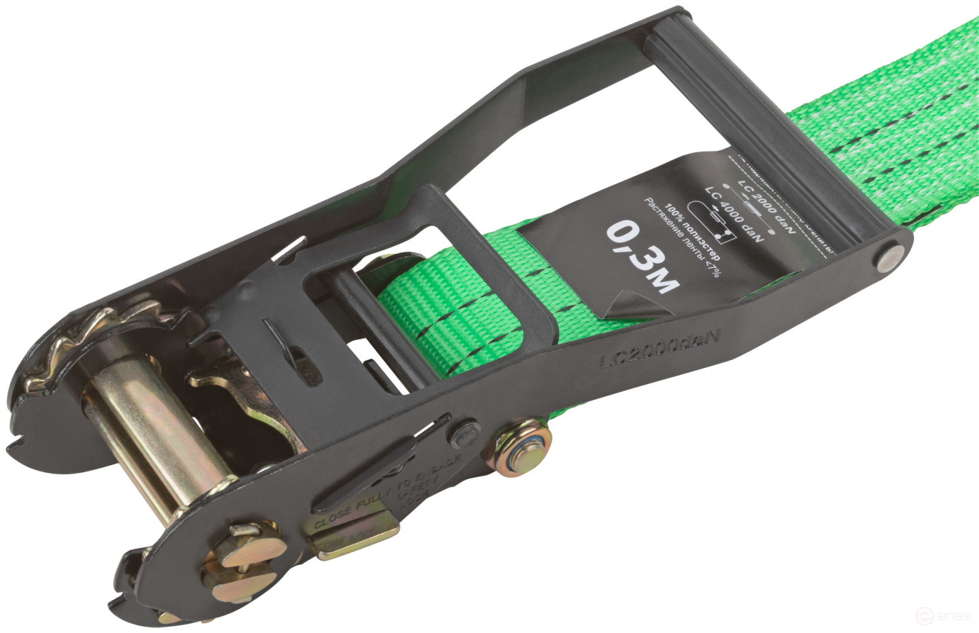 Load fastening strap, ratchet mechanism 230 mm, polyester tape 50 mm x 8 m, 2000 / 4000 kg