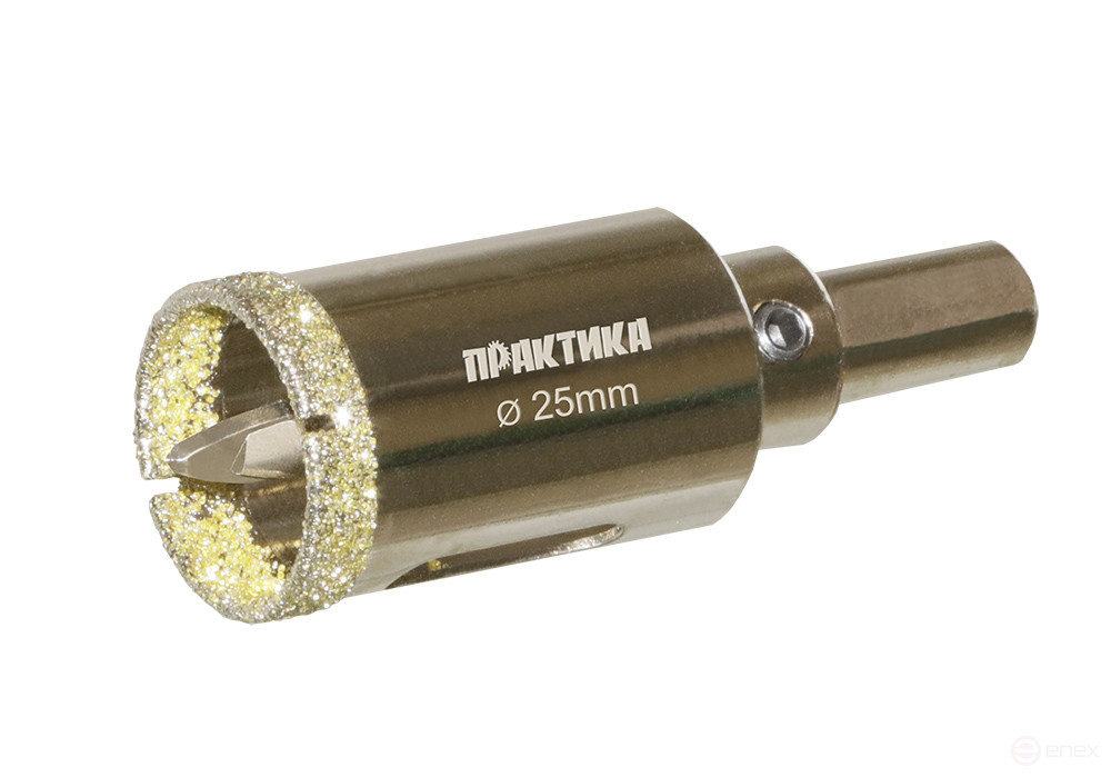 Коронка алмазная ПРАКТИКА "Профи" по керамограниту/керамике 25х70мм, пилотное сверло, (1шт) (917-590)