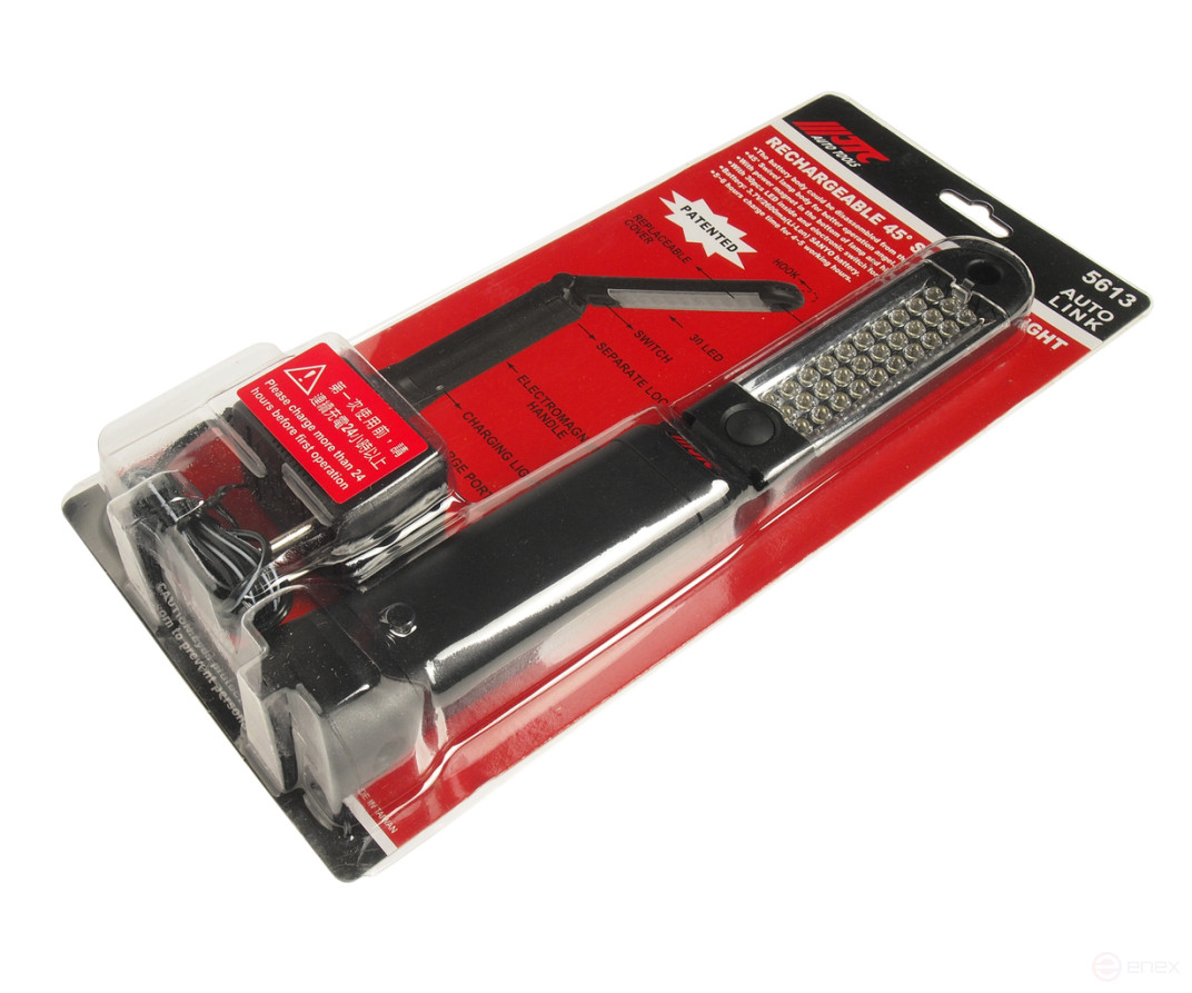 Portable 12V rechargeable lamp, with a variable tilt angle of 45 degrees. (30 LEDs) JTC