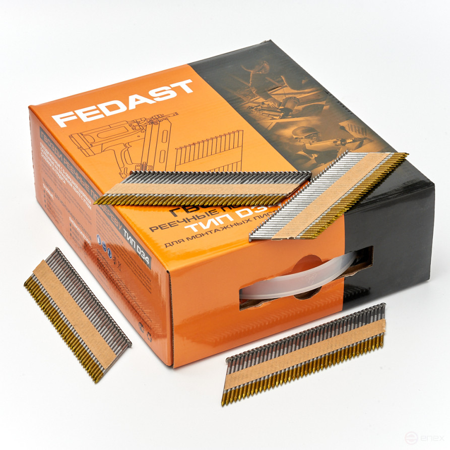 Rack-and-pinion nails on wood type D34 (2,87x50, ribbed ringsknurled, 3000 pcs/pack) FEDAST