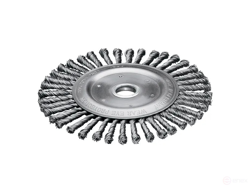 Щетка дисковая жгутовая, Д200 мм, ширина 6 мм, 40 жгутов, стальная прямая провоолка STH 0,50 мм, посадочное отверстие 20 мм