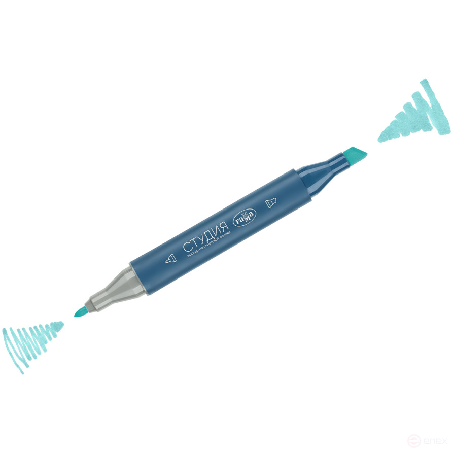 Double-sided marker for sketching Gamma "Studio", light blue, triangular body, bullet-shaped /wedge-shaped. tips