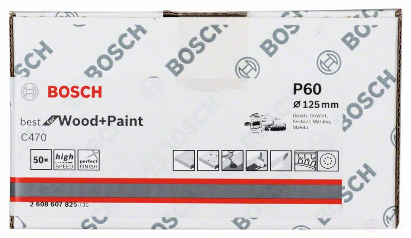 Шлифлист C470, в упаковке 50 шт. 125 mm, 60, 2608607825