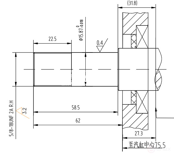 Коленвал LIFAN 13100/168F-2 (для мотопомпы 50WG) резьбовой вал T2 type)