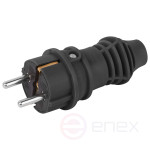 Вилка ЭРА VX13-B-IP44 каучуковая c заземлением 16А IP44 прямая черная
