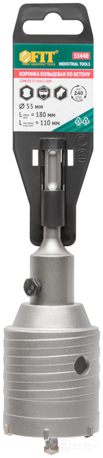 Коронка кольцевая по бетону, хвостовик 110 мм в сборе, 55 мм