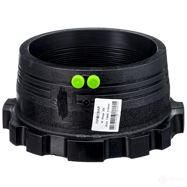 The sleeve for the flange is electro-welded, 200 mm PE 100 SDR 11 weld