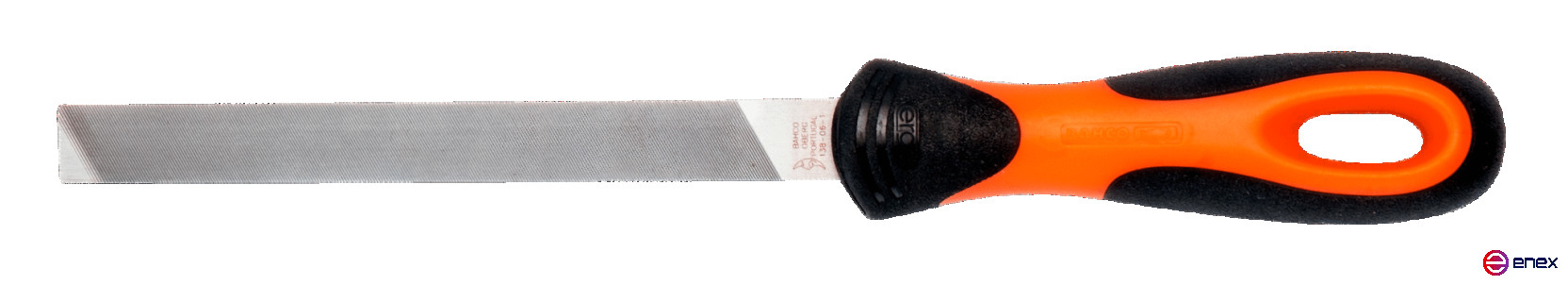 Напильник плоский с закругленной кромкой с рукояткой ERGO 300 мм, насечка драчевая