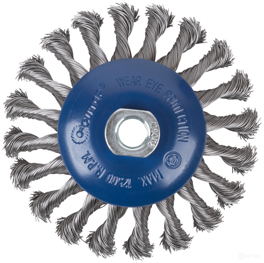 Щетка для УШМ, М14, тип "Тарелка", крученая проволока 0,5 мм, 125 мм, CUTOP Profi