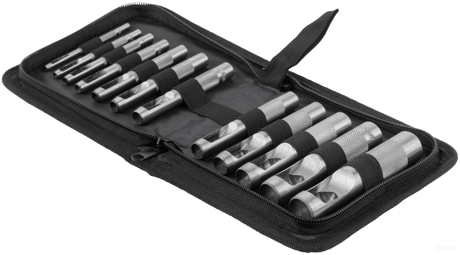 Пробойники для кожи, набор 12 шт. (отверстия 3-4-5-6-7-8-9-10-12-14-16-19 мм)