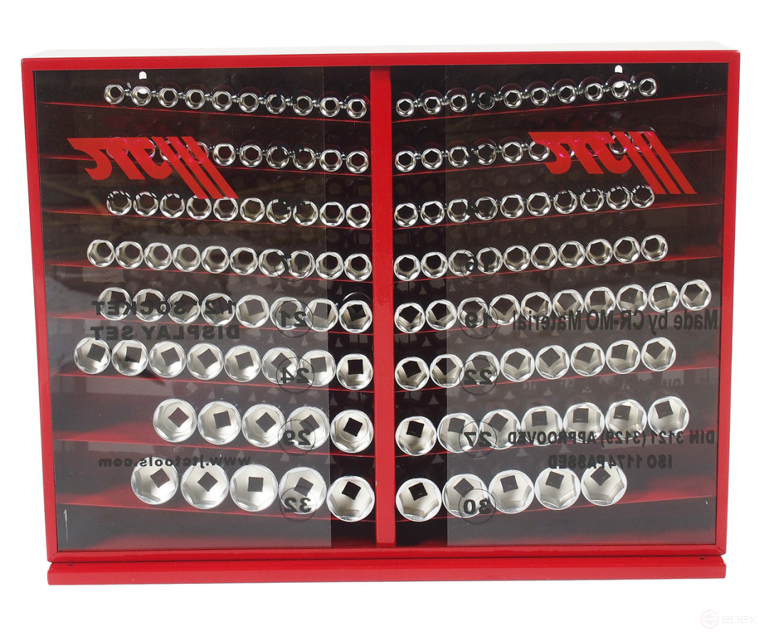 Набор головок торцевых 1/2" 6-ти гранных 10-32мм 137 предметов в металлическом шкафу JTC