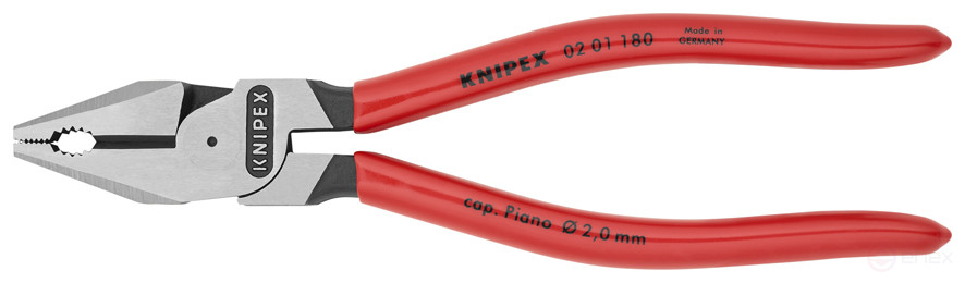 Плоскогубцы комб. особ. мощн., рез: провол. твёрд. Ø 2.5 мм, роял. струна Ø 2 мм, кабель Ø 11.5 мм, L-180 мм, чёрн., 1-к ручки