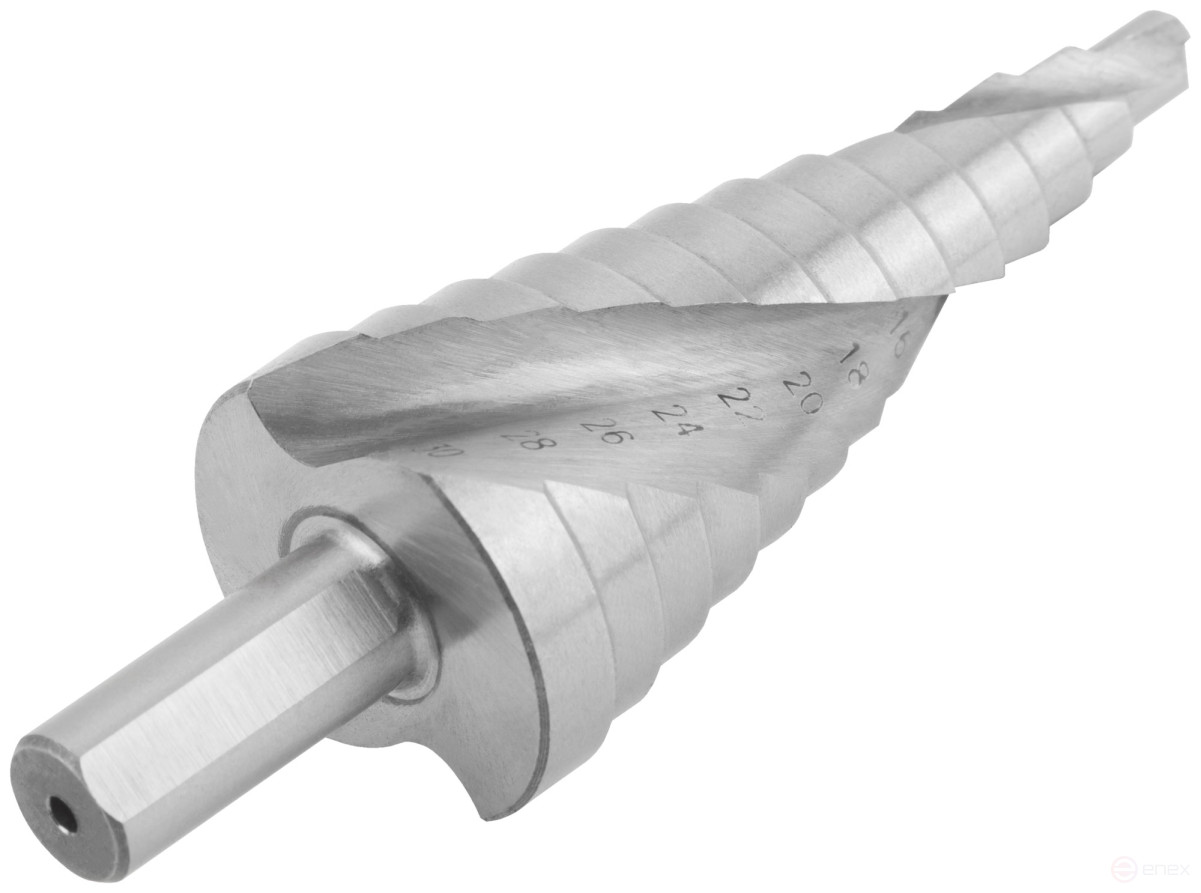 HSS step drill for metal, spiral profile, 13 steps, 6-30 mm