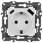 Розетка ЭРА Elegance 14-4108-01 2P+E 16A-250В со шторками с USB type-A+C 5В-3А белый