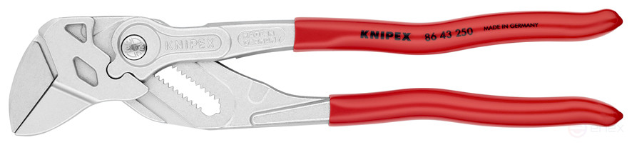 Клещи переставные - гаечный ключ, ручки 15°, 46 мм (1 3/4"), L-250 мм, хром, 1-к ручки