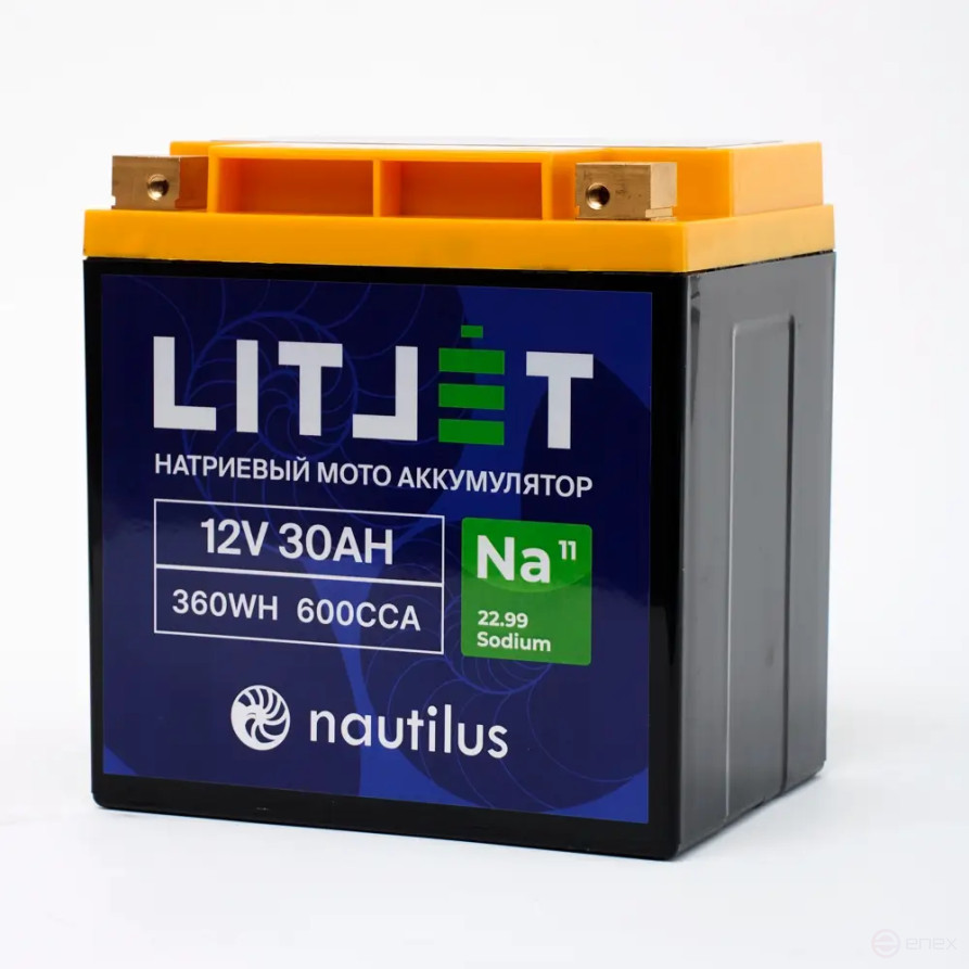 Sodium Starter Motorcycle Battery LITJET Na+ 12V 30Ah 360Wh 600CCA YT24 R+