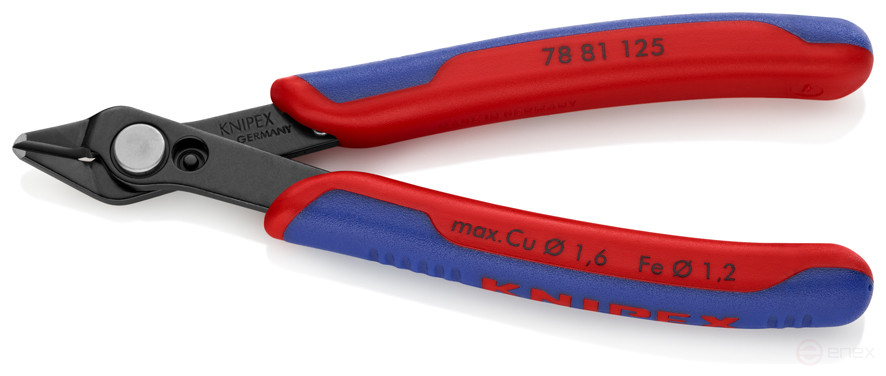 Electronic Super Knips® бокорезы прециз., очень маленькая фаска, рез: провол. мягк. Ø 0.2 - 1.6 мм, ср. Ø 1.2 мм, тв. Ø 0.6 мм, L-125 мм, чёрн.