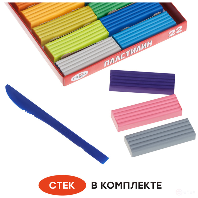 Plasticine Gamma "Cartoons", 22 colors, 440g, with stack, cardboard. packaging