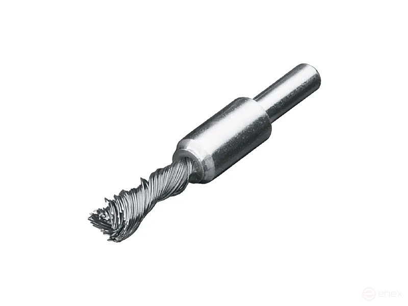 Щетка кисть жгутовая, Д10 мм, хвостовик 6 мм, 1 жгут, стальная гофрированная проволока STH 0,35 мм, длина рабочей части 25 мм