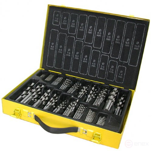 Набор сверл для металла HSS 1-10 мм, шаг 0,5 мм, 375 штук, металлический футляр