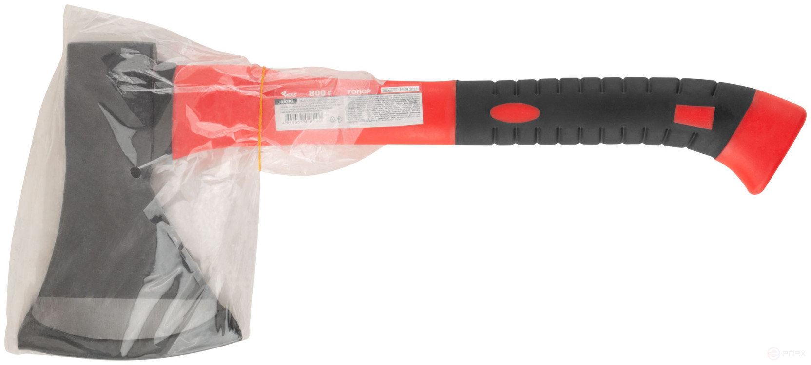 The axe is forged steel, reinforced fiberglass handle 800 gr.