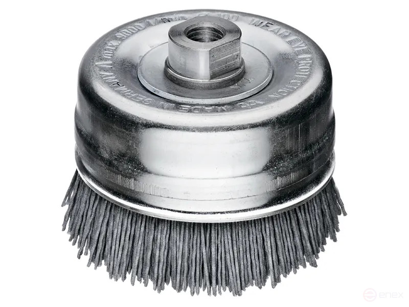 Щетка чашечная гофрированная, Д90 мм, посадка М14, нейлон абразив SIC K 80/1,2 мм