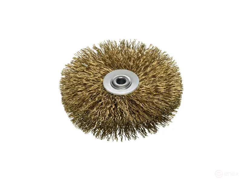 Щетка цилиндрическая гофрированная, Д80 мм, ширина 15 мм, гофрированная латунна проволока STM 0,20 мм, посадочное отверстие 6,8 мм