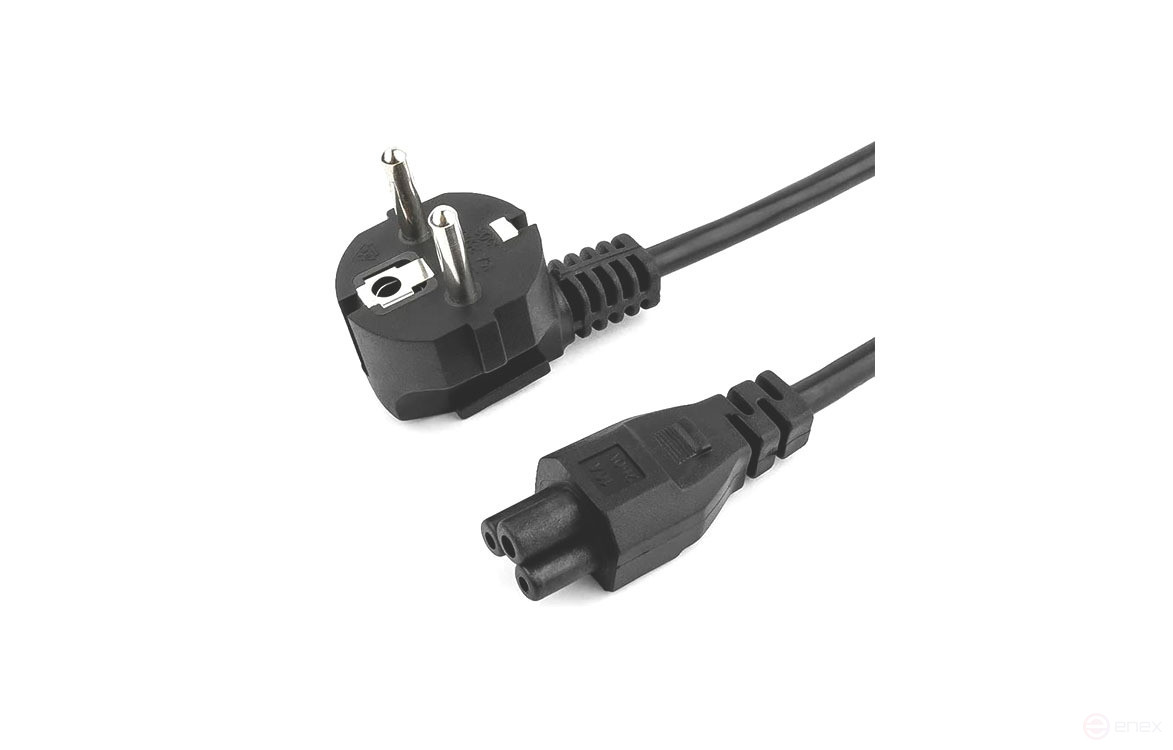 Кабель питания RIPO 1.8м, Schuko S22-C5 (3*0.75 mm2) 10A, черный, угл. вилка, с заземл (для ноутбука)