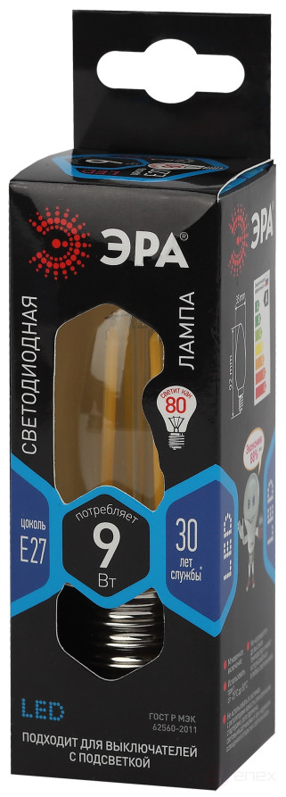 LED Lamp ERA F-LED B35-9w-840-E27 9W Filament Candle Neutral White Light E27