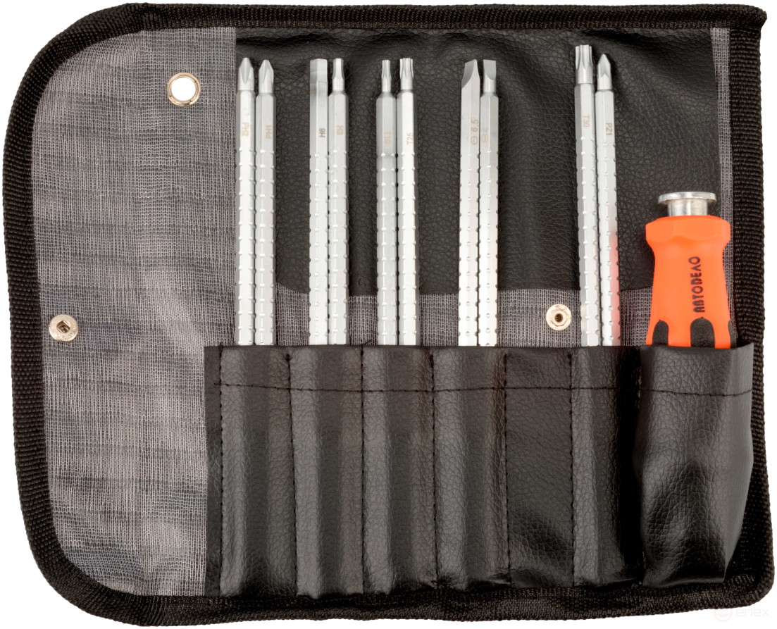 Screwdriver set 11pr.(PH, PZ, SL, T, H) adjustable rod length (in the bag) Avtodor (30730)