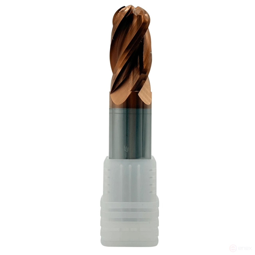 Spherical carbide milling cutter c/x f 20x40x100 mm z=4 on steel, coated with TiXCo, HRC 55 TORNERI T026301