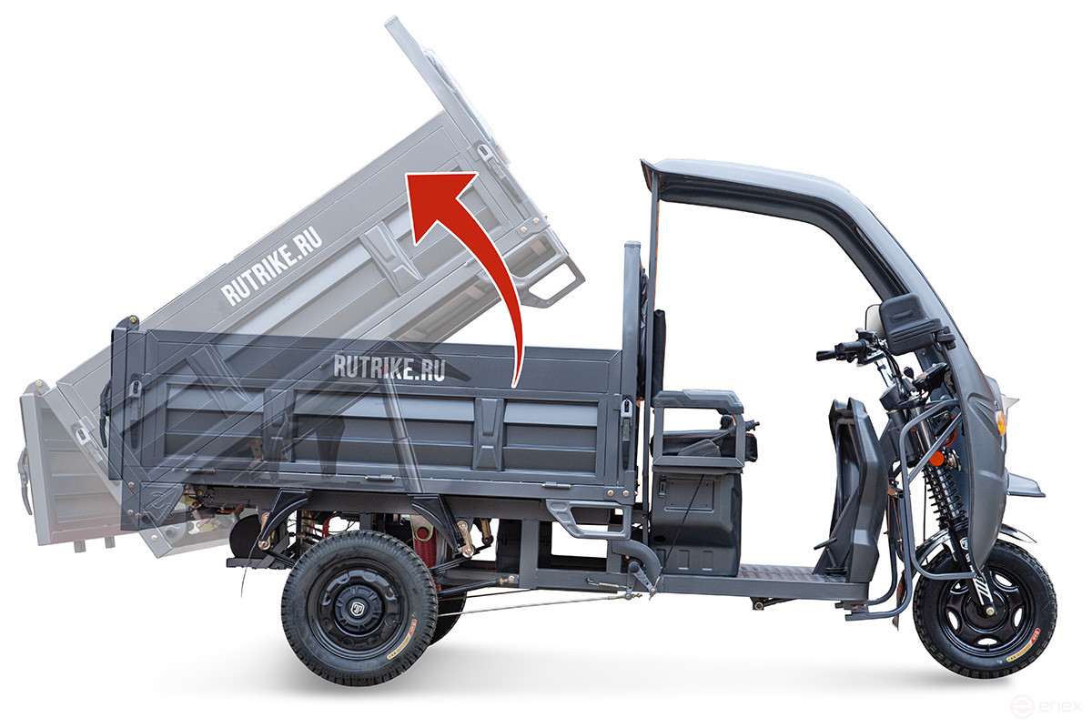 Грузовой электрический трицикл Rutrike D5 КАБИНА гидравлика 1700 60V1200W, черный-матовый