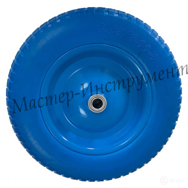 Колесо PU 3.25/3.00х80 D16/12мм бескамерное, ЭКОНОМ СИНЕЕ