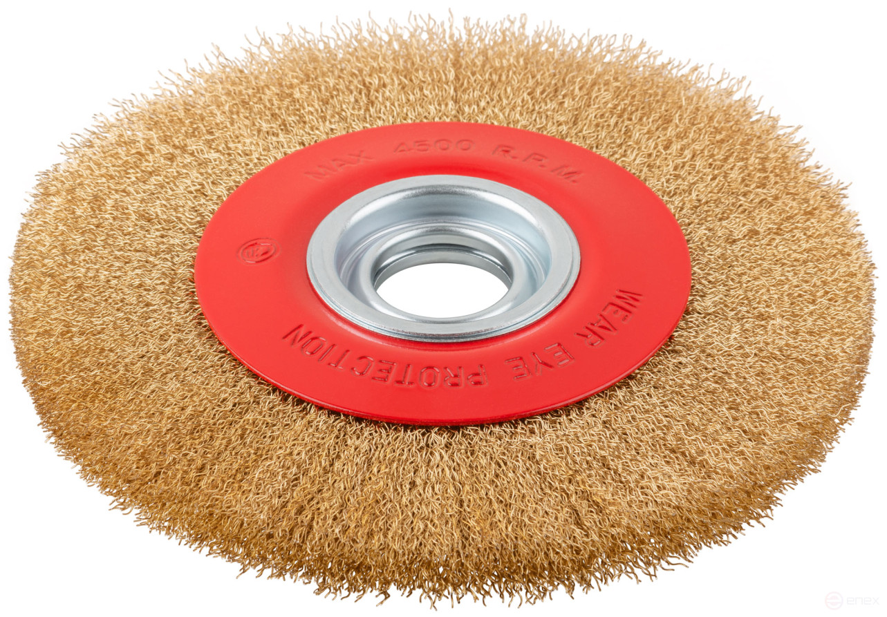 Корщетка-колесо, стальная латунированная волнистая проволока 200 мм