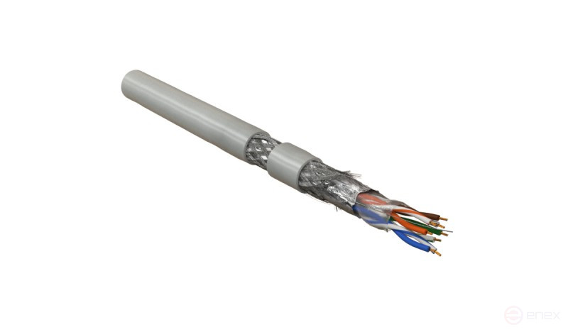 SFUTP4-C5E-P26-IN-LSZH-GY-305 (305 м) Кабель витая пара, экранированная SF/UTP, категория 5e, 4 пары (26 AWG), многожильный (patch), экран-фольга+мед. оплетка, LSZH, –20°C–+75°C, серый