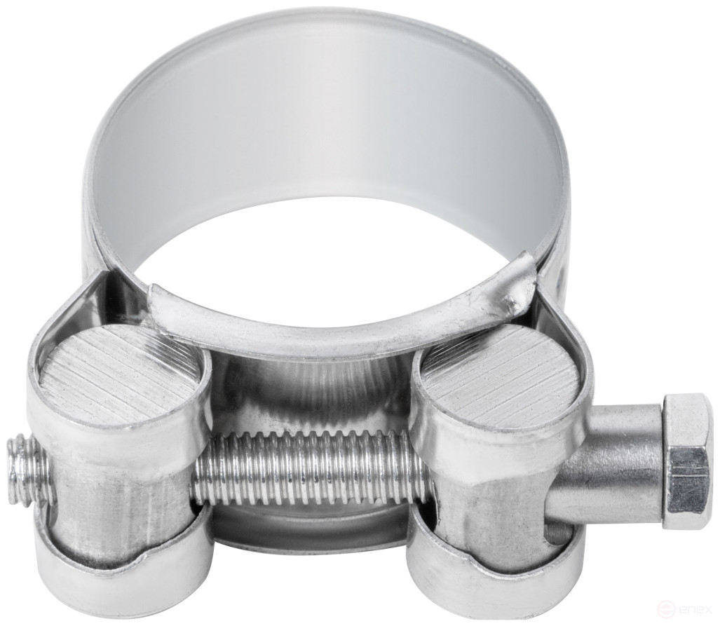 The clamp is a crimping power hinge, stainless steel.steel 32-35 mm